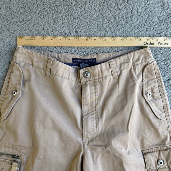 Tommy Hilfiger Mens Cargo Shorts Tan Khaki Multi Pocket Cotton Size 30 - Picture 6 of 15